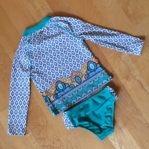 CABANA LIFE | Jewel Scarf 2-Piece Girls Rashguard Swimsuit - Picture 10 of 16